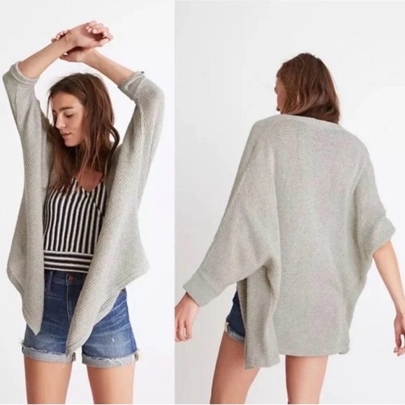 Madewell Sweaters - Madewell Light Gray open front waterfall 3/4 sleeve Women's Cardigan XXS